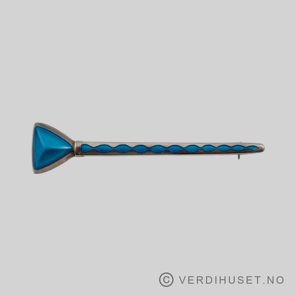 Brosje i sølv med turkis emalje - Gaudernack