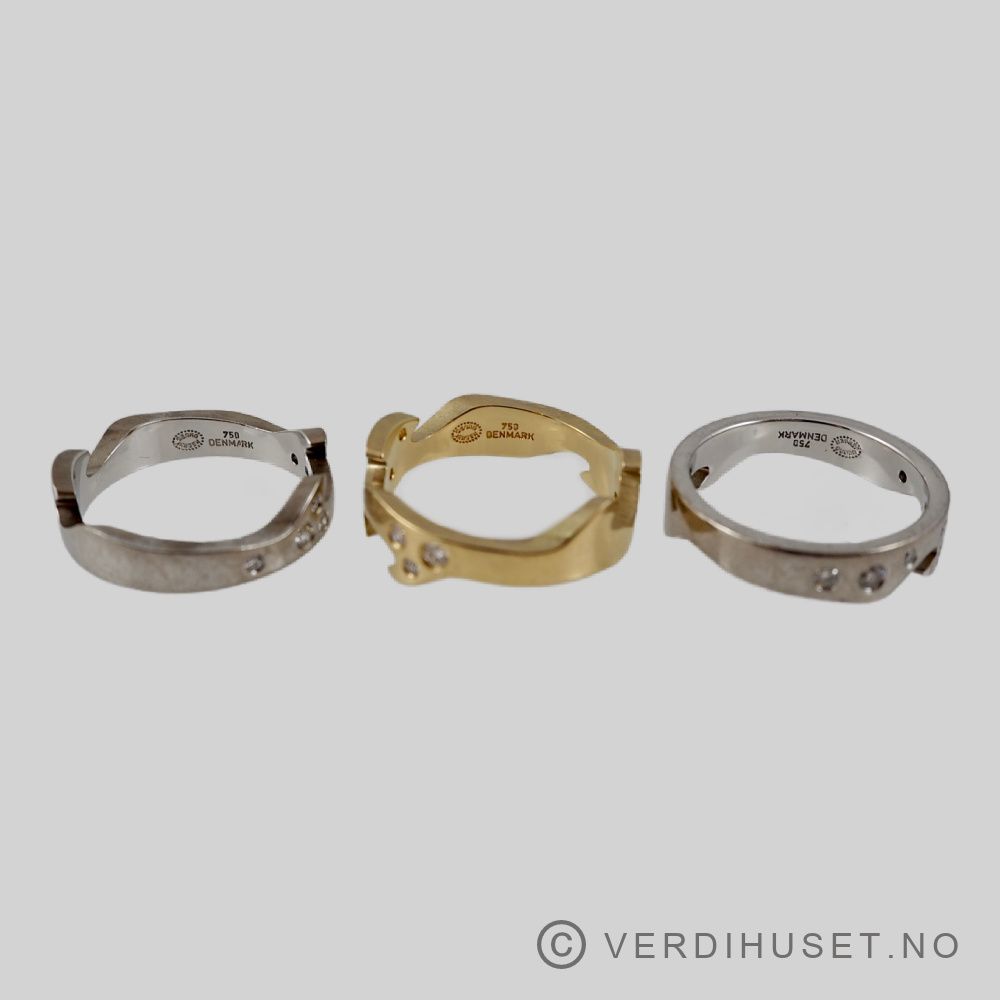 3-1 ring i 18 K hvitt og gult gull med diamanter