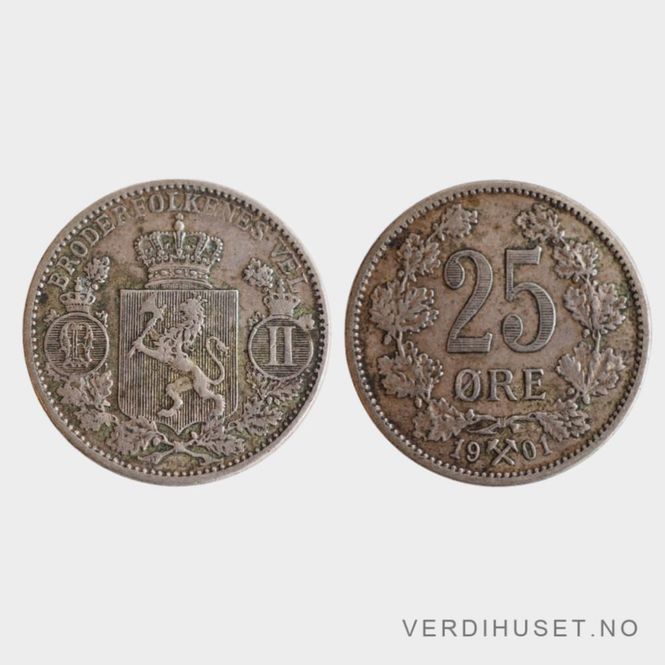 Hovedbilde 25 øre 1901 Kv 1+