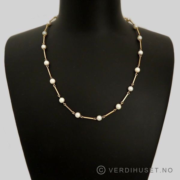 Hovedbilde Halssmykke i 14 K gull med perler