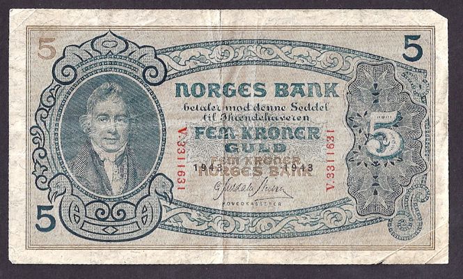 Hovedbilde 5 kr 1943 V Kv 1- 