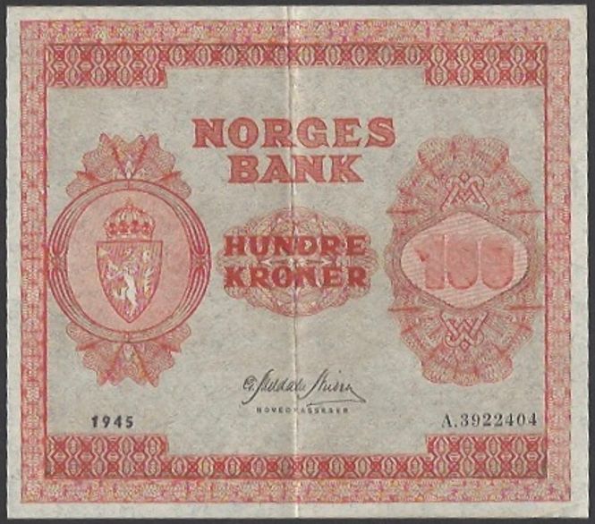 Hovedbilde 100 kr 1945 A Kv g1+ (A.3922404)