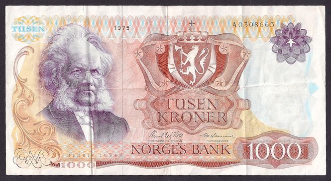 Hovedbilde 1000 kr 1975 A Kv 1 svak