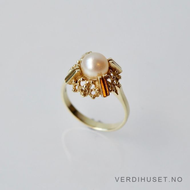 Hovedbilde Ring i 14 K gull med perle