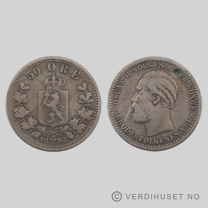 Hovedbilde 50 Øre 1893 Kv s1
