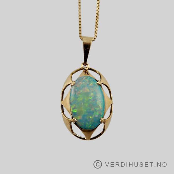 Hovedbilde Anheng i 14 K gull med opal