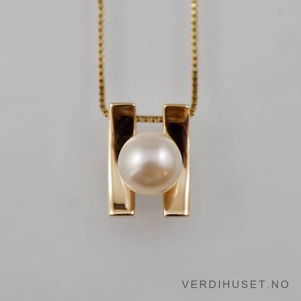 Hovedbilde Halssmykke i 14 K gull med perle