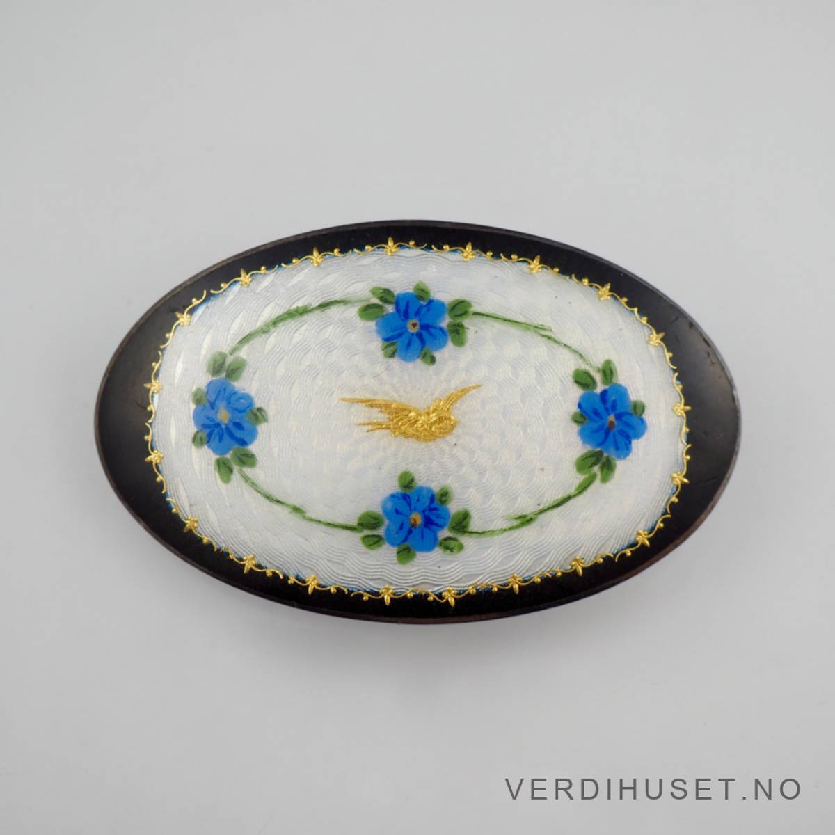 Brosje i sølv med emalje