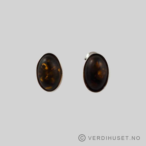 Hovedbilde Ørepynt i sølv med rav