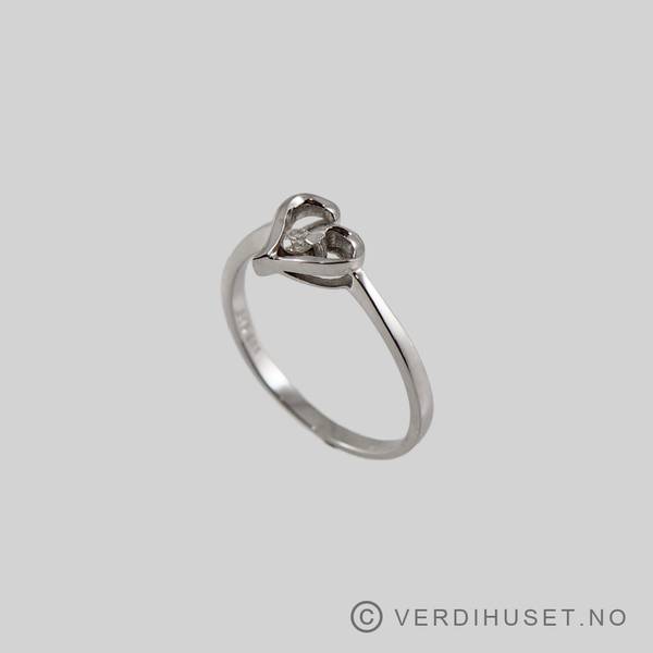 Hovedbilde Ring i 14 K hvitt gull med blank sten - 