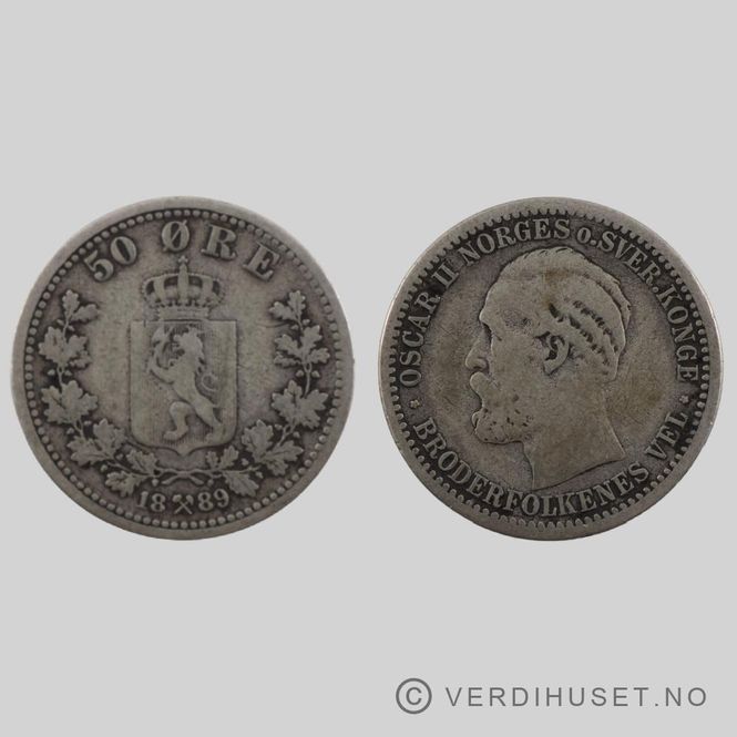 Hovedbilde 50 Øre 1889 Kv 1-