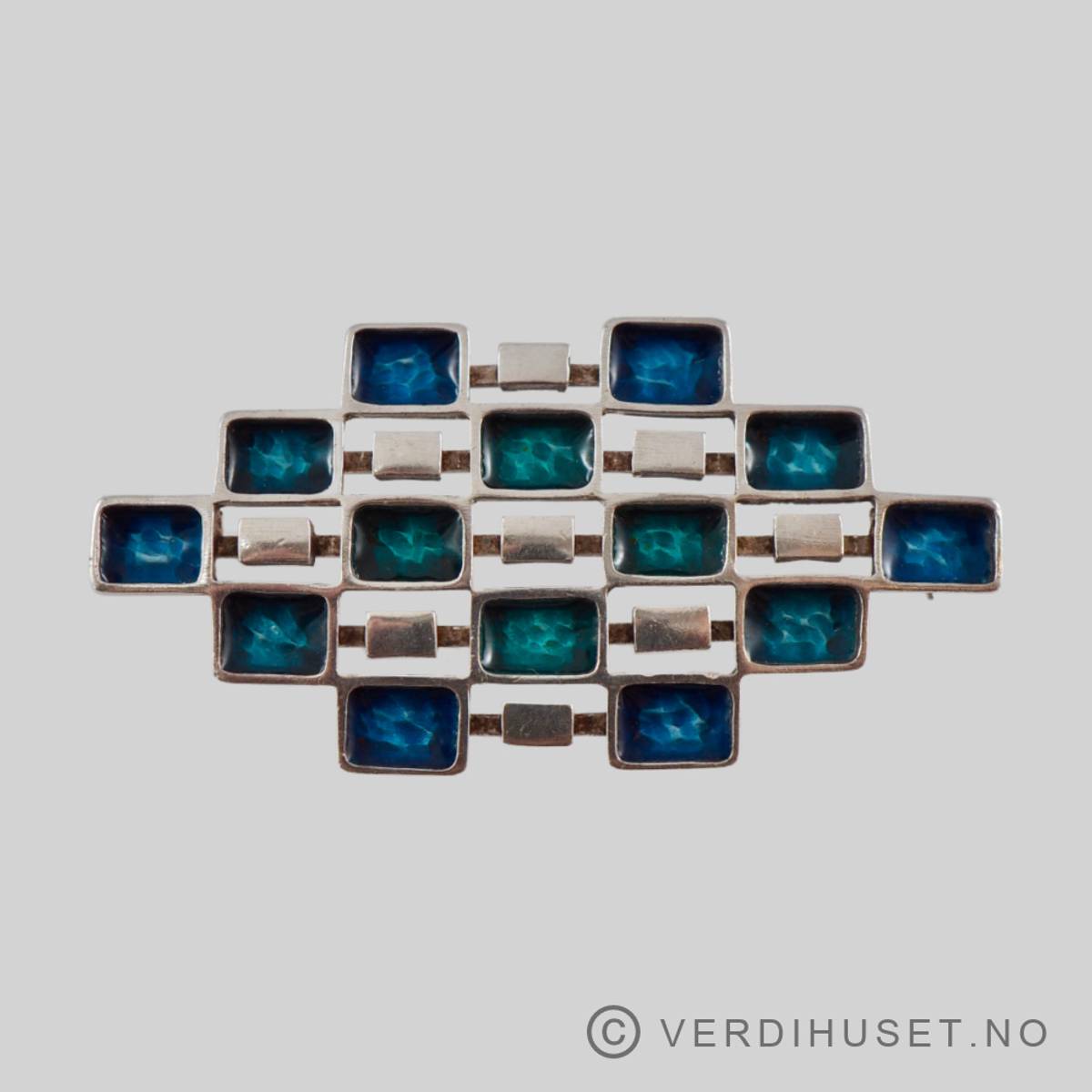 Brosje i sølv med emalje - Uni D-A