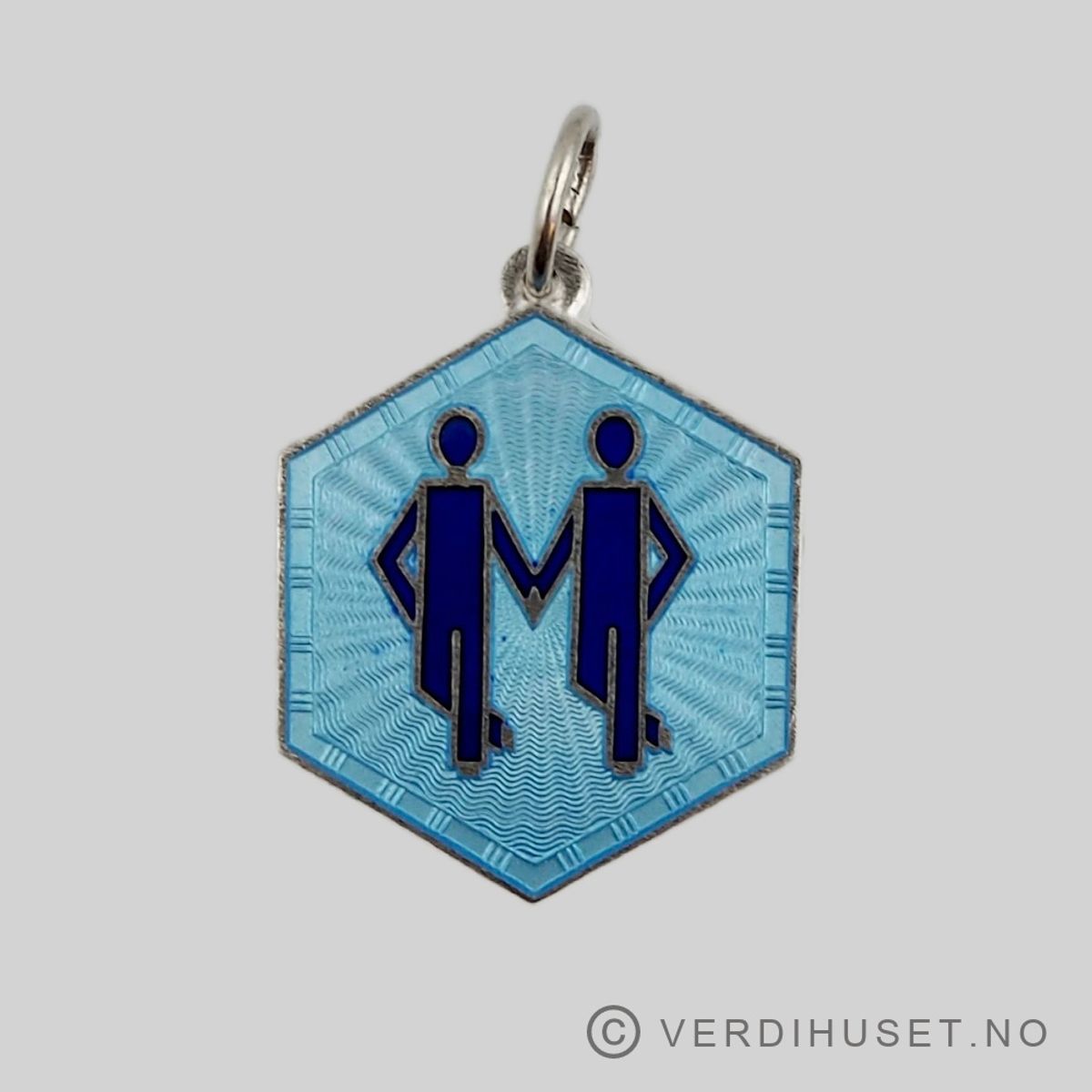 Anheng i sølv med emalje, Stjernetegn Tvillingene - D-A