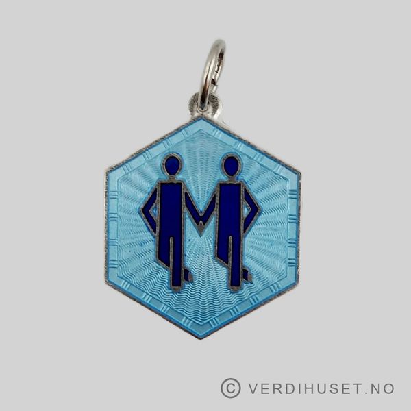 Hovedbilde Anheng i sølv med emalje, Stjernetegn Tvillingene ...