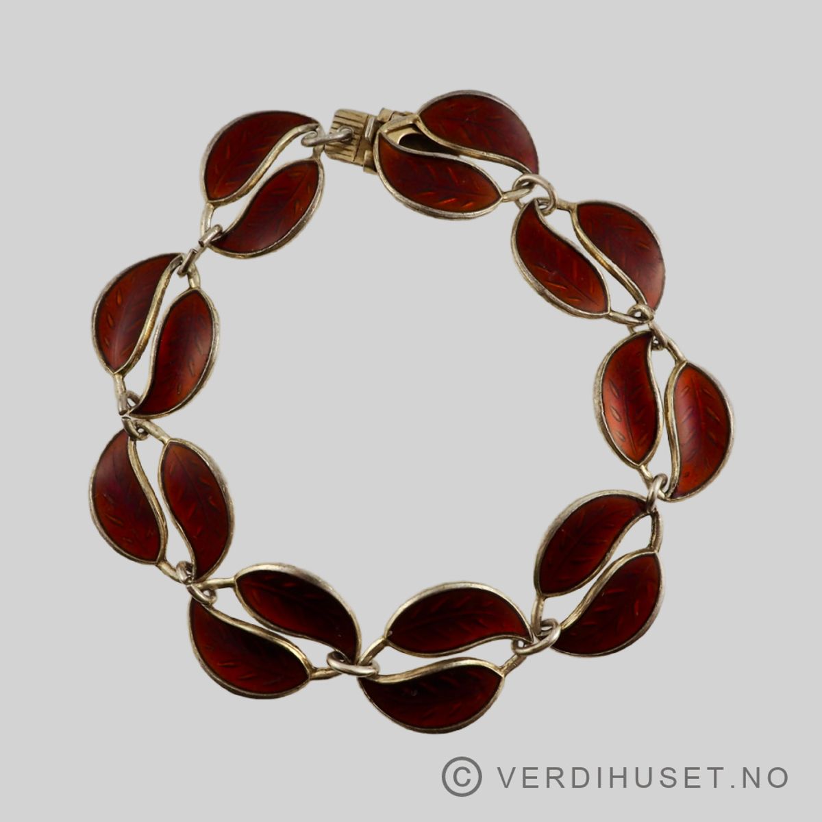 Armbånd i forgylt sølv med rød emalje - D-A