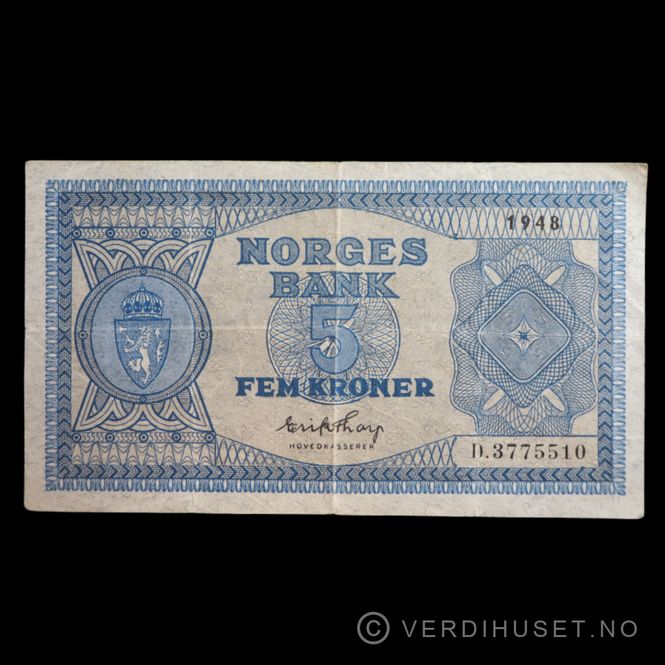 Hovedbilde 5 kr 1948 D Kv 1+ (D.3775510)