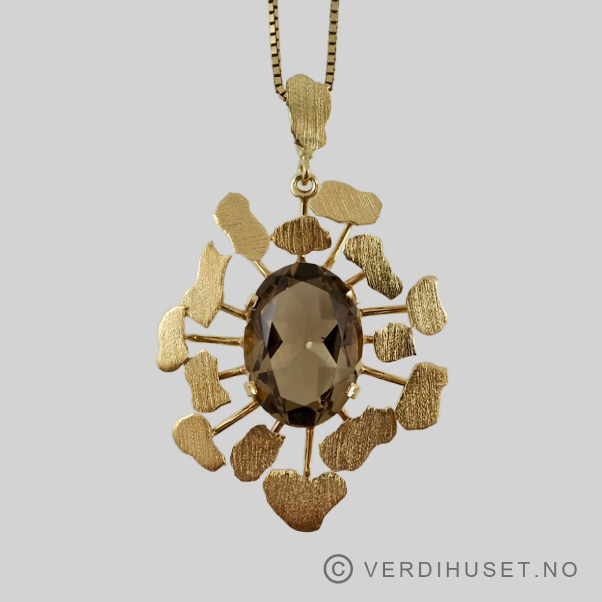 Anheng i 14 K gull med brun sten