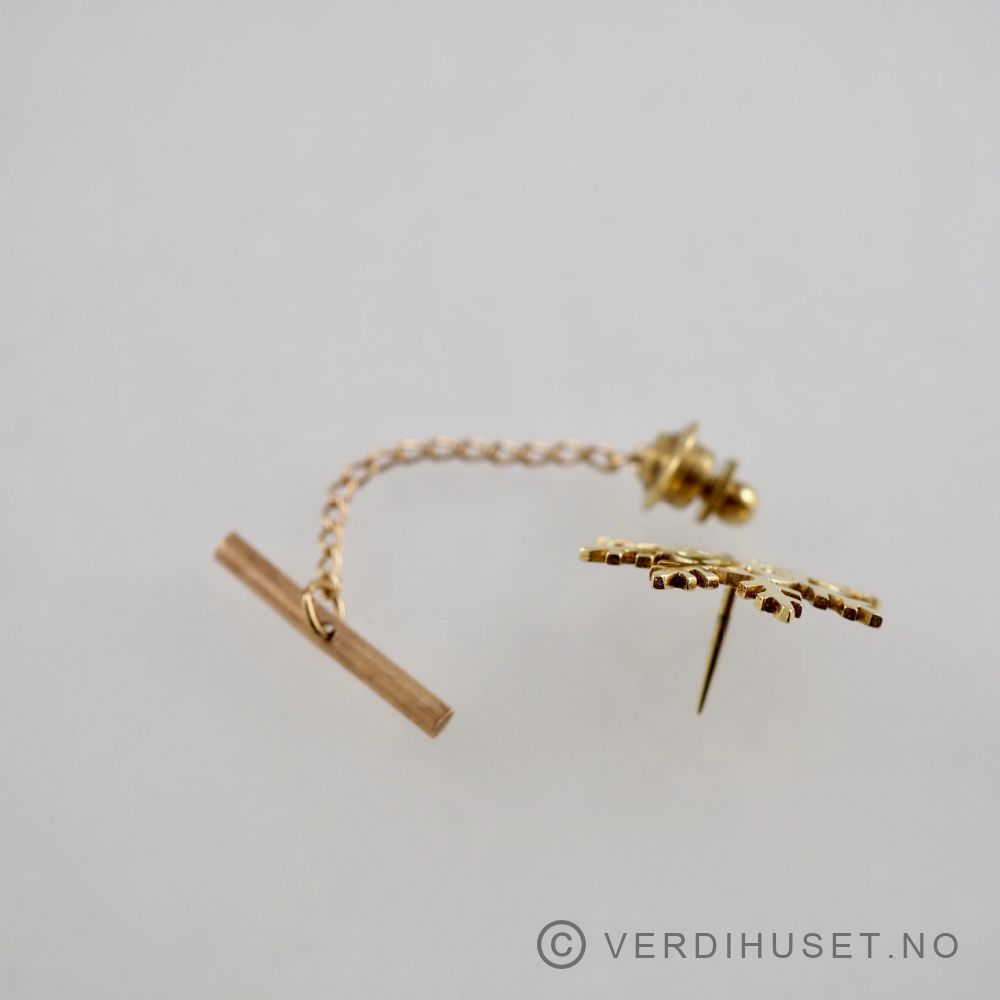 Tie-Tack/Slipsnål 14 K gull - Snøkrystall