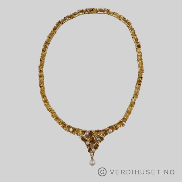 Hovedbilde Halssmykke i 14 K gull med perler