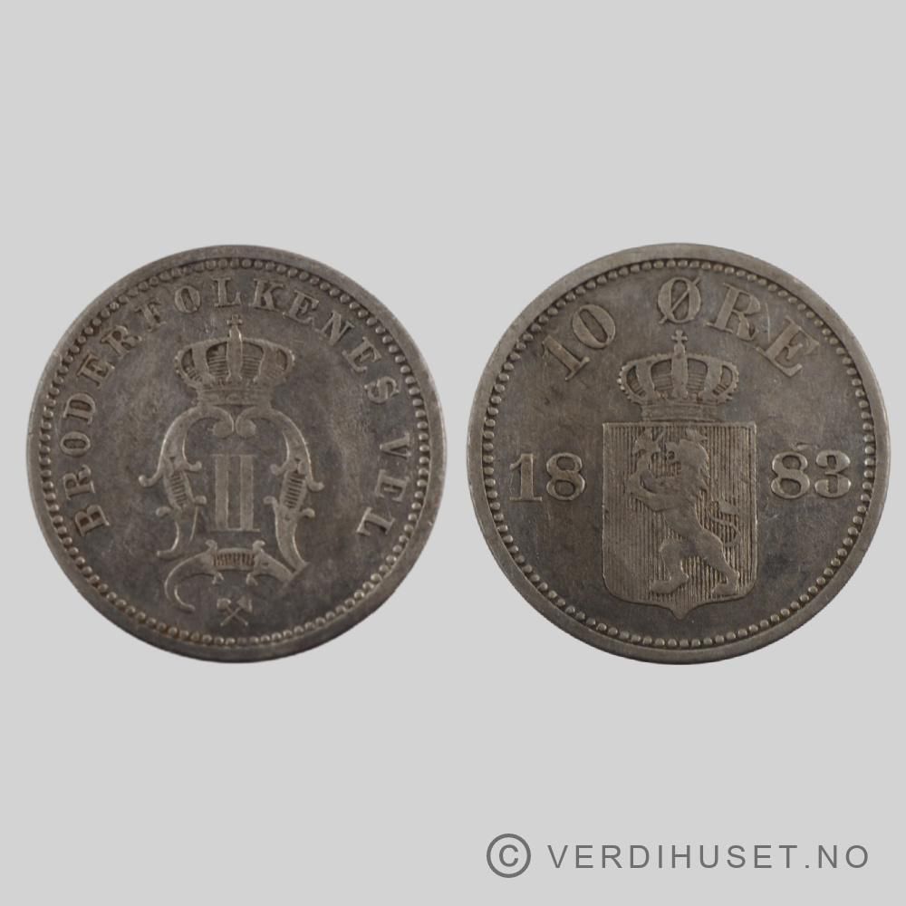 10 øre 1883 Kv 1+