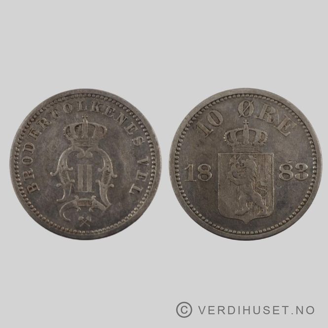 Hovedbilde 10 øre 1883 Kv 1+
