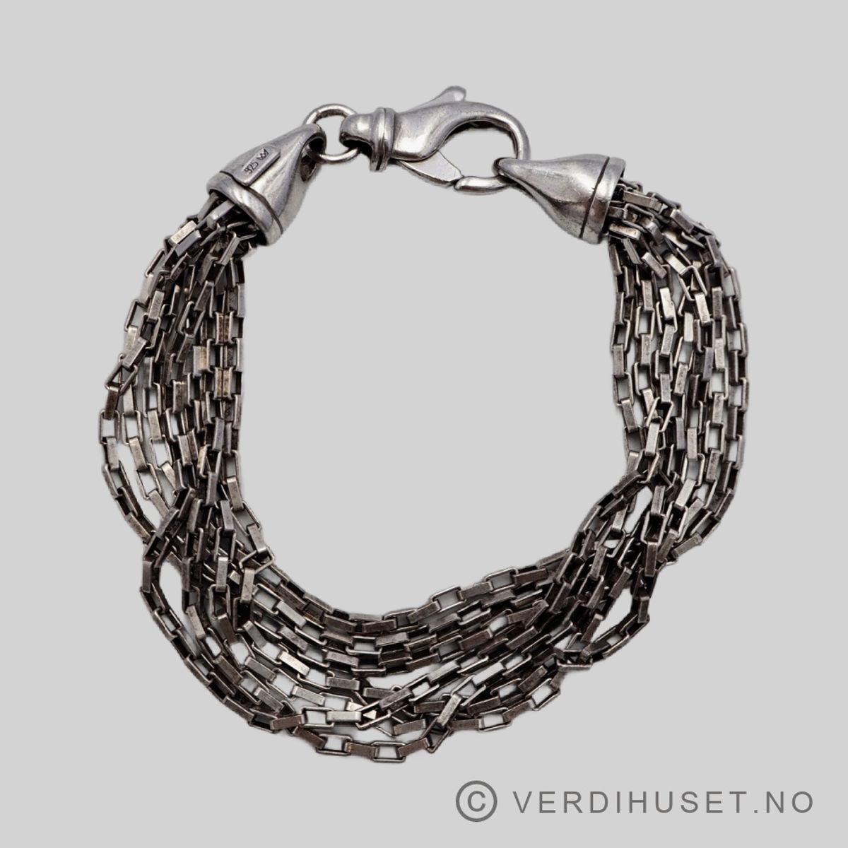 7-raders armbånd i oksidert sølv