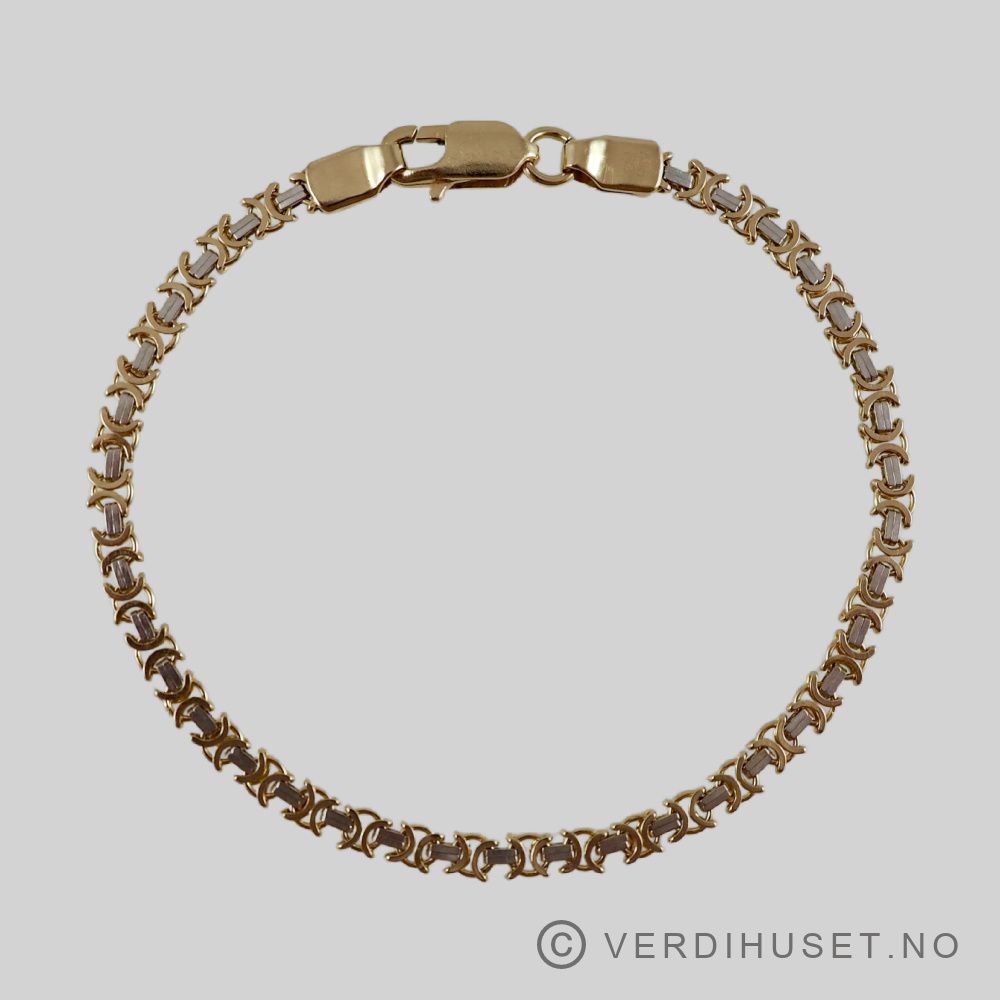 Armbånd i 14 K hvitt og gult gull