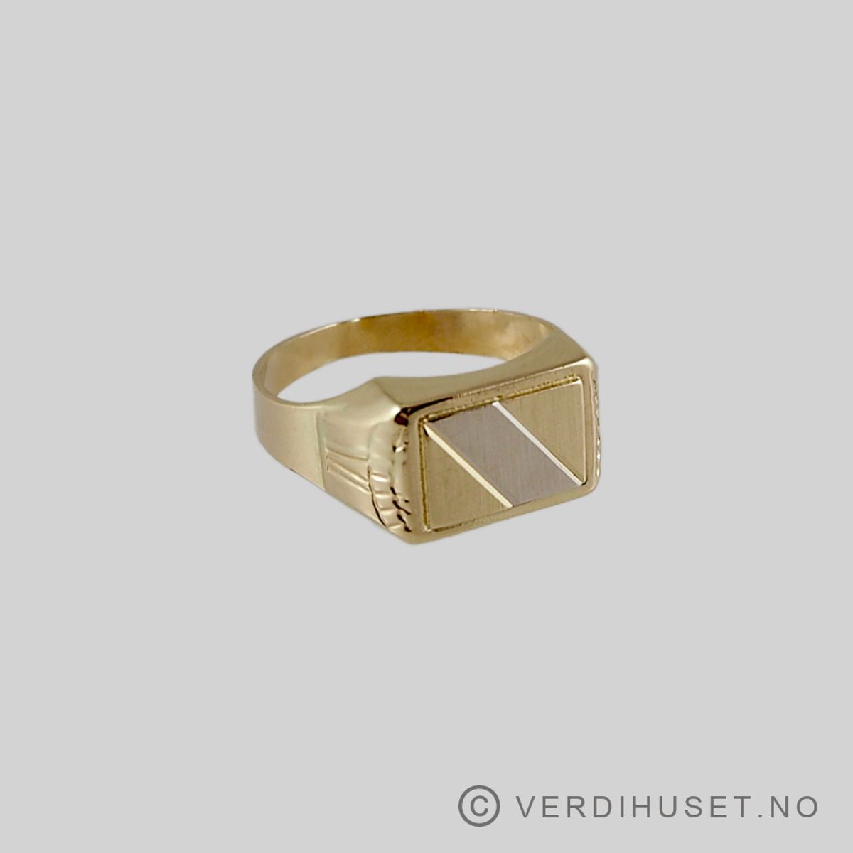 Herre-ring i 14 K hvitt og gult gull