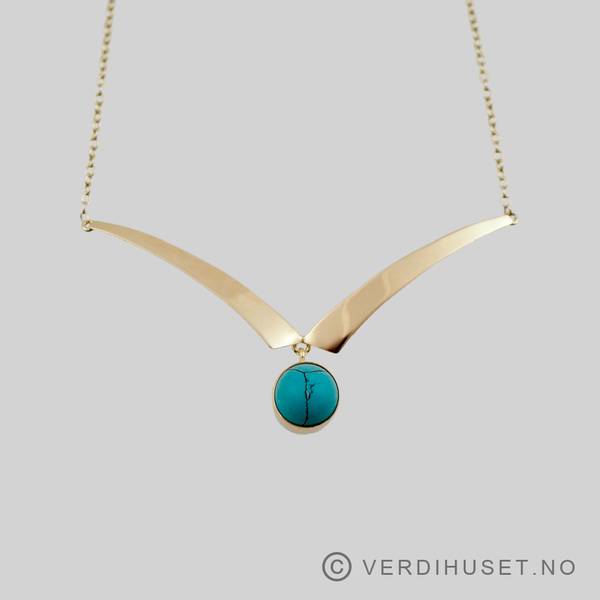 Hovedbilde Halssmykke i 14 K gull med turkis sten