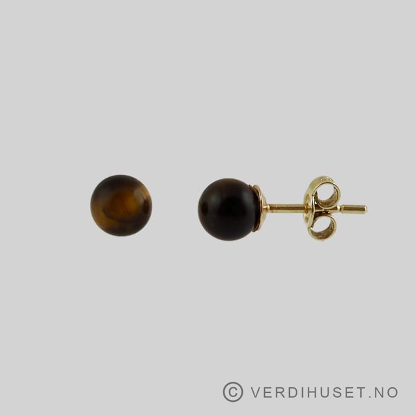 Hovedbilde Ørepynt i 14 K gull med tigerøye