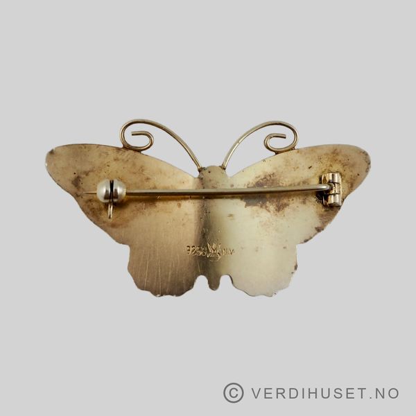Hovedbilde Brosje/Sommerfugl i forgylt sølv med emalje - Th. ...