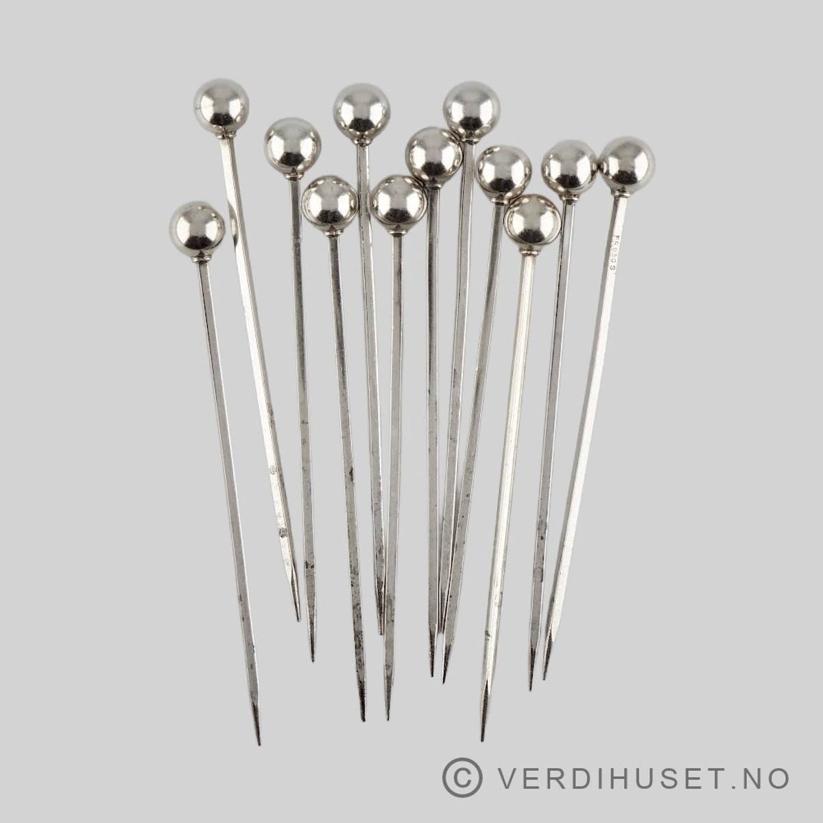 Cocktailpinner i sølv, 12 stk Verdihuset