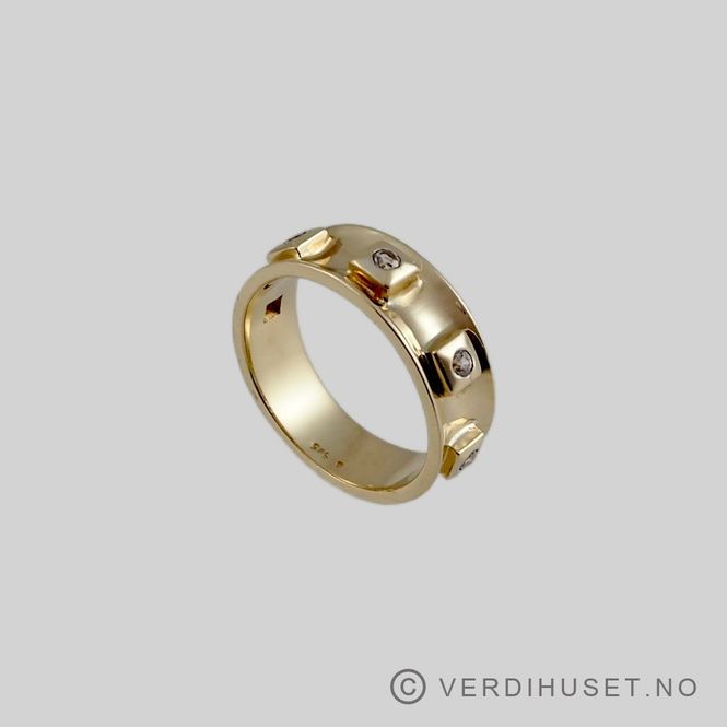 Hovedbilde Ring i 14 K gull med blanke stener