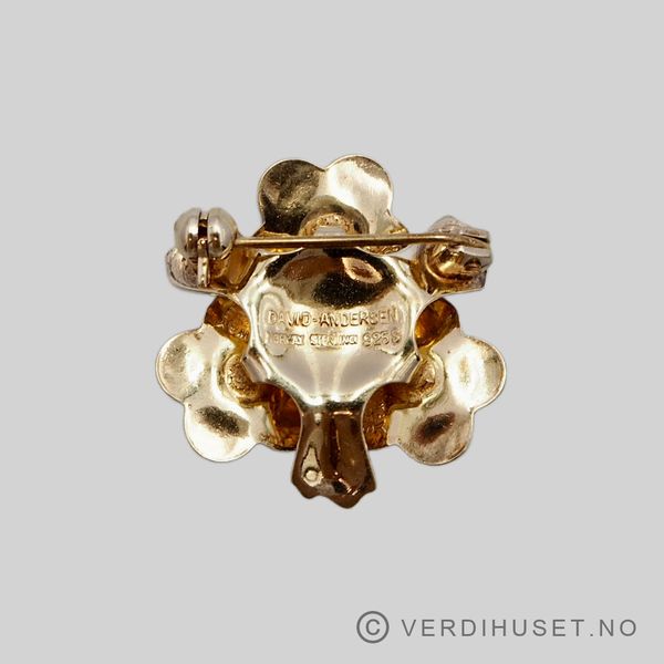 Hovedbilde Brosje i forgylt sølv med blå og grønn emalje - ...