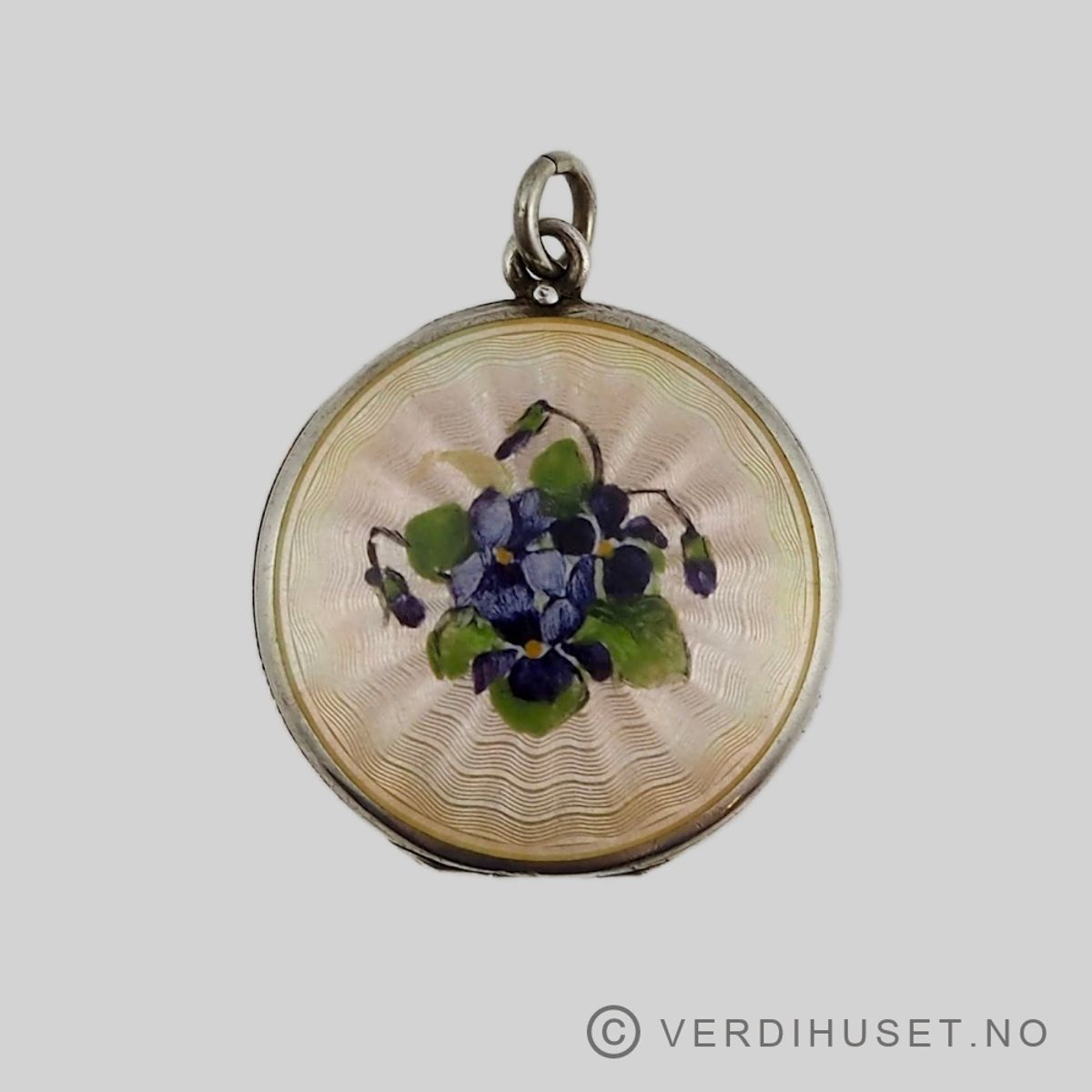 Anheng/Medaljong i sølv med emalje