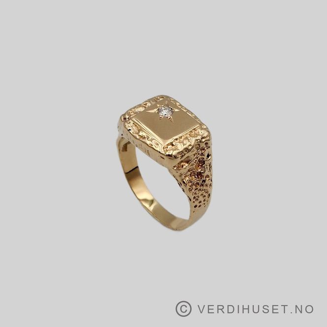 Hovedbilde Herre-ring i 14 K gull med blank sten