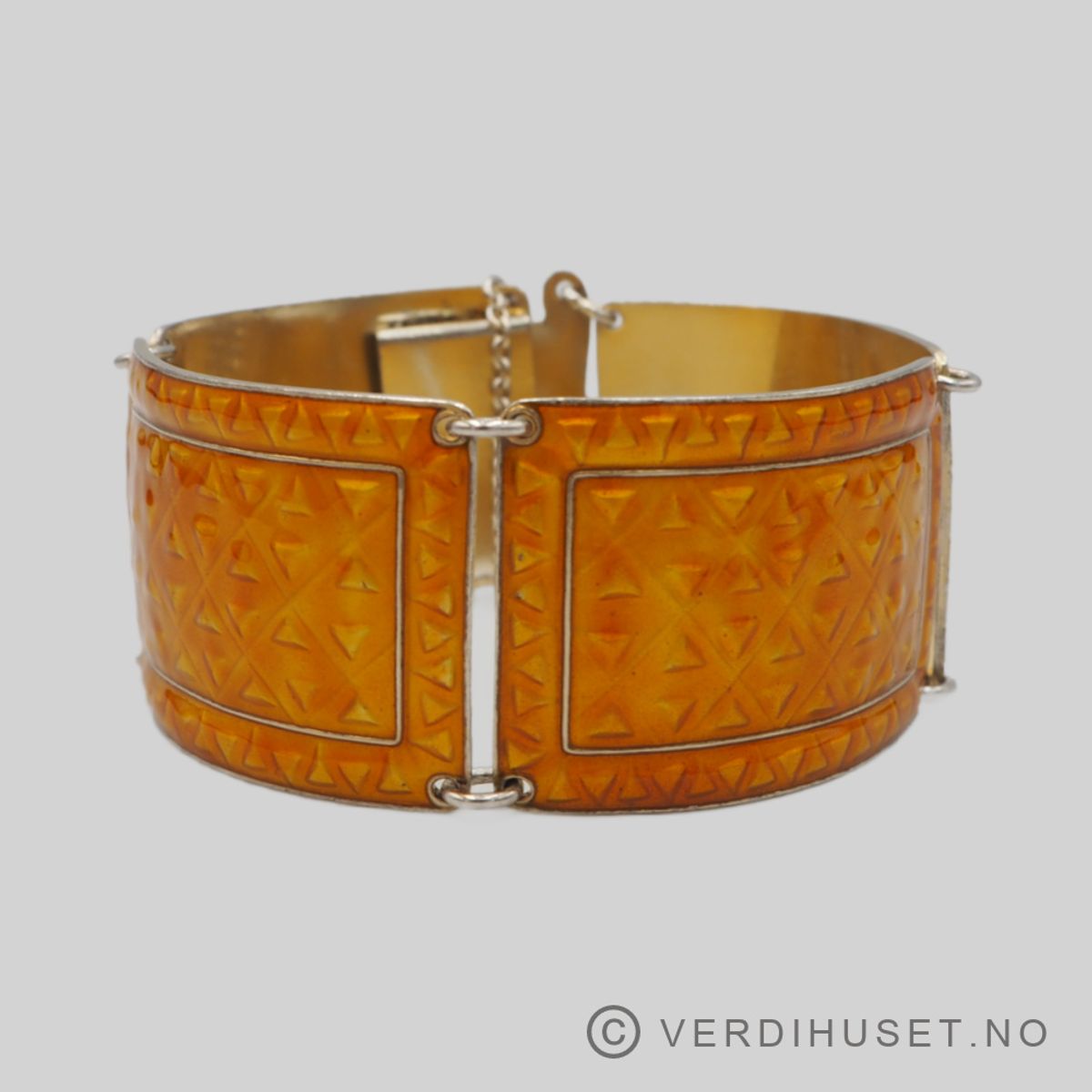 Bredt armbånd i forgylt sølv med gul emalje - Finn Jensen