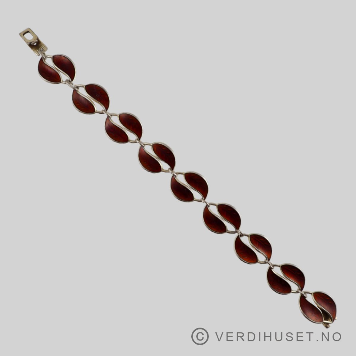 Armbånd i forgylt sølv med rød emalje - D-A