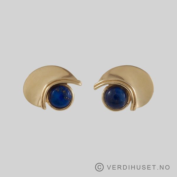 Hovedbilde Ørepynt i 14 K gull med blå sten