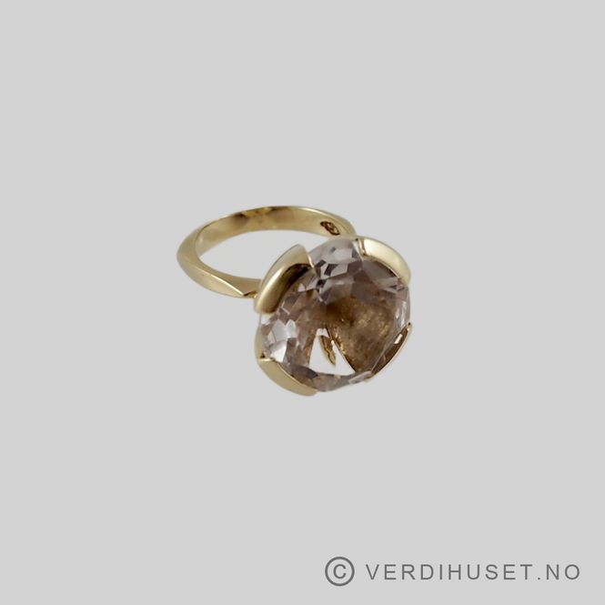Hovedbilde Ring i 14 K gull med stor blank sten