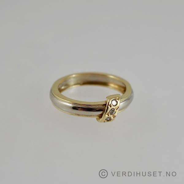 Hovedbilde Ring i 18 K hvitt og gult gull med blanke stener