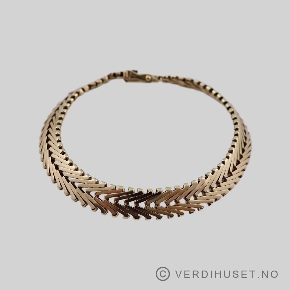 Armbånd i 14 K gull - Fiskebensmønster