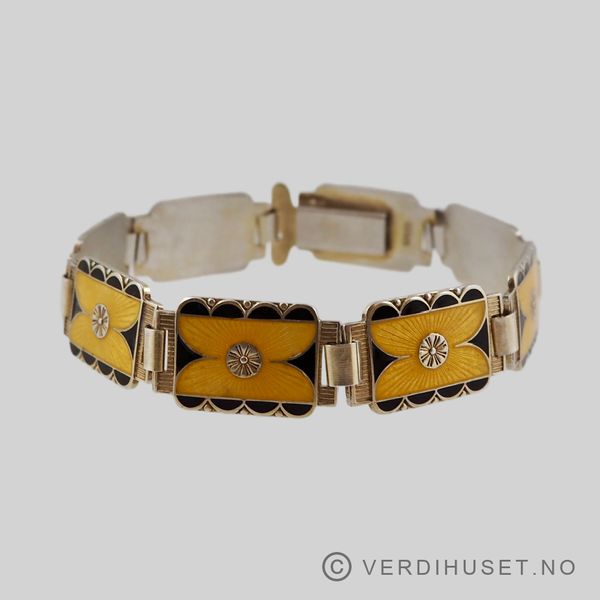 Hovedbilde Armbånd i forgylt sølv med gul og sort emalje
